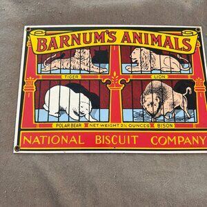 Vintage 1990 Animal Cracker Metal Sign